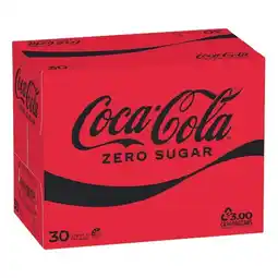 Woolworths Coca-Cola Classic, Diet or Zero Sugar Soft Drink Varieties 30 x 375ml offer