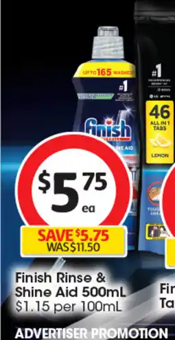 Coles Finish Rinse & Shine Aid offer