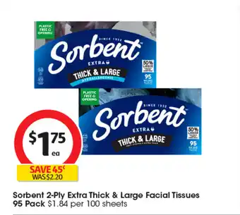 Coles Sorbent 2-Ply Extra Thick & Large Facial Tissues offer