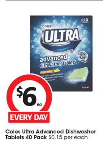 Coles Coles Ultra Advanced Dishwasher Tablets offer