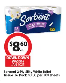 Coles Sorbent 3-Ply Silky White Toilet Tissue offer