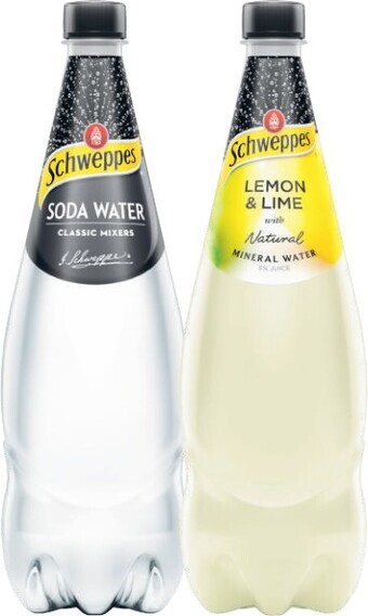 Coles Schweppes Mixers, Soft Drinks or Mineral Waters 1.1 Litre offer