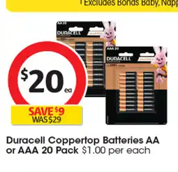 Coles Duracell Coppertop Batteries AA or AAA offer