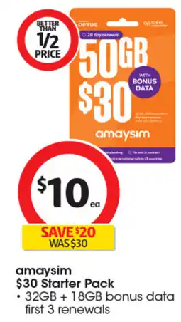 Coles amaysim $30 Starter Pack offer