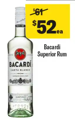 Coles Bacardi Superior Rum offer