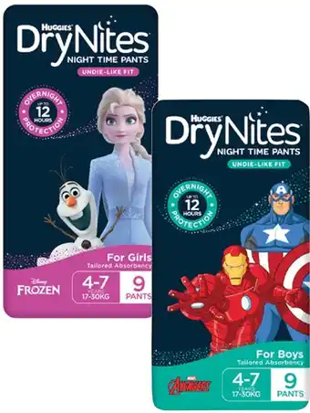 Coles Huggies DryNites Night Time Pants 8 Pack-10 Pack offer