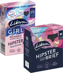 Coles Libra Girl Teen Period Brief Black Size 12-14 or Period Hipster Medium Size M 1 Pack offer