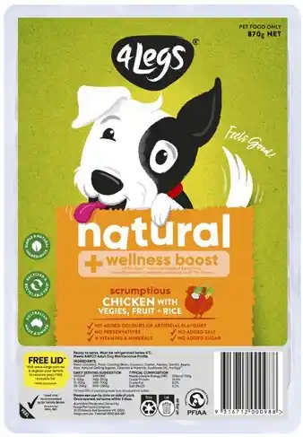 Coles 4 Legs Natural + Wellness Boost Meatball Dog Food Tray 870g offer