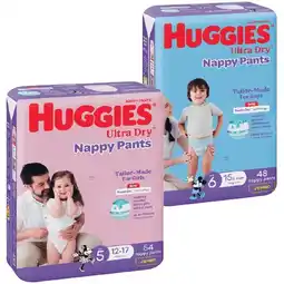 Woolworths Huggies Ultra Dry Nappy Pants Pk 48-62 offer