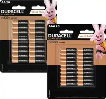 Coles Duracell Coppertop Batteries AA or AAA 20 Pack offer