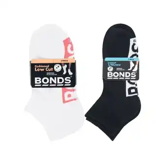 Woolworths Bonds Men’s 1/4 Crew Sock or Ladies’ Low Cut Sock Pk 3 offer