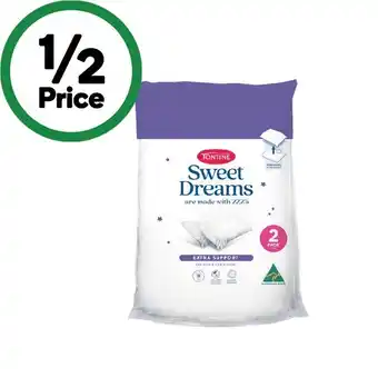 Woolworths Tontine Sweet Dreams High Firm Pillow Pk 2 offer