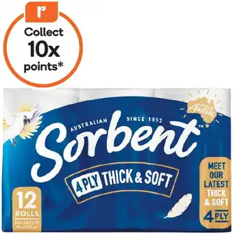 Woolworths Sorbent Thick & Soft Toilet Tissue 4 Ply Pk 12 offer