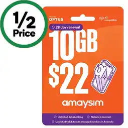 Woolworths amaysim $22 Starter Pack‡ offer