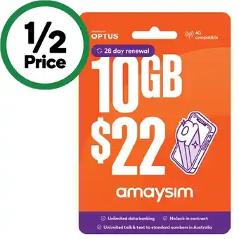 Woolworths amaysim $22 Starter Pack‡ offer