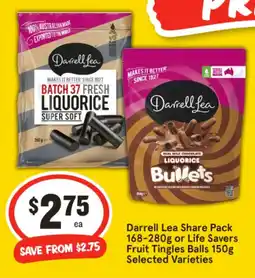 IGA Darrell Lea Share Pack  or Life Savers Fruit Tingles Balls offer