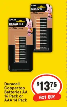 IGA Duracell Coppertop Batteries AA  or AAA offer