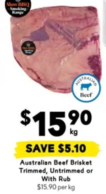 Drakes Australian Beef Brisket Trimmed, Untrimmed or With Rub offer