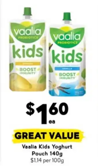 Drakes Vaalia Kids Yoghurt Pouch offer