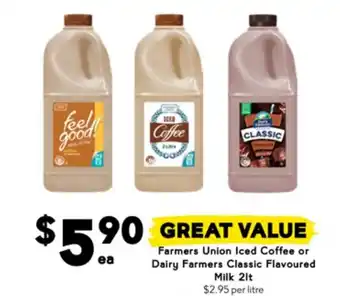 Drakes Farmers Union Iced Coffee or Dairy Farmers Classic Flavoured Milk offer