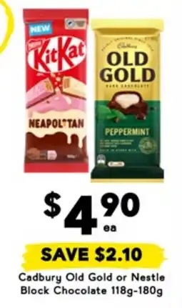 Drakes Cadbury Old Gold or Nestle Block Chocolate offer