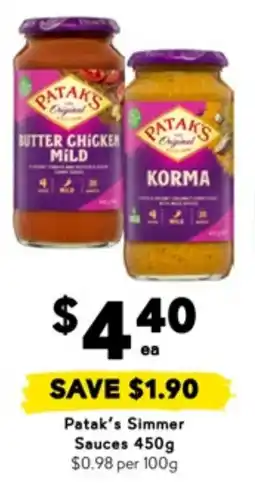 Drakes Patak's Simmer Sauces offer