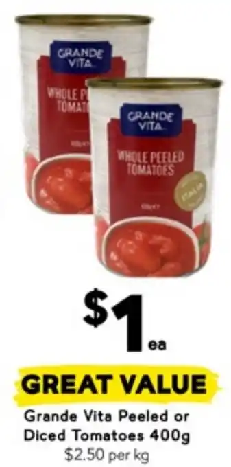 Drakes Grande Vita Peeled or Diced Tomatoes offer