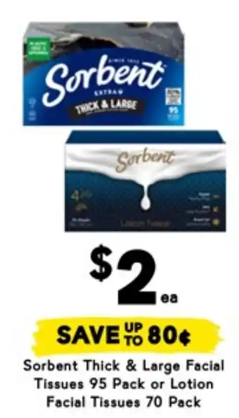 Drakes Sorbent Thick & Large Facial Tissues  or Lotion Facial Tissues offer