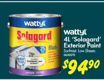 Bunnings 4L 'Solagard Exterior Paint offer