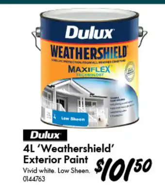 Bunnings 4L 'Weathershield' Exterior Paint offer