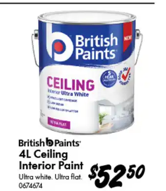 Bunnings 4L Ceiling Interior Paint offer