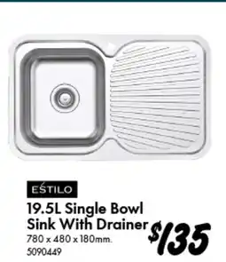 Bunnings Single Bowl Sink With Drainer offer