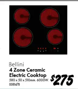 Bunnings 4 Zone Ceramic Electric Cooktop offer