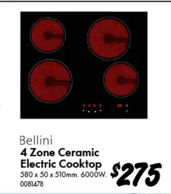 Bunnings 4 Zone Ceramic Electric Cooktop offer