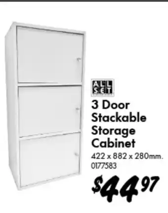 Bunnings 3 Door Stackable Storage Cabinet offer