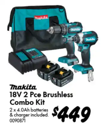 Bunnings 18V 2 Pce Brushless Combo Kit offer