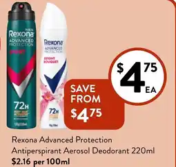 Foodworks Rexona Advanced Protection Antiperspirant Aerosol Deodorant offer