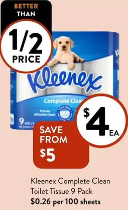 Foodworks Kleenex Complete Clean Toilet Tissue offer