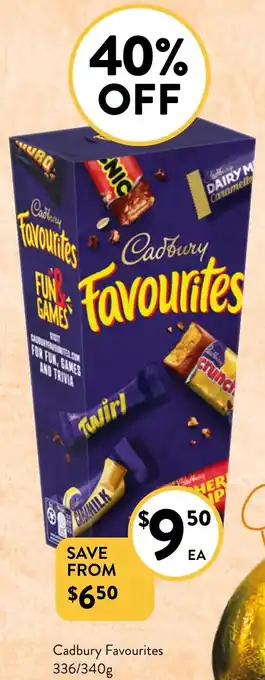 Foodworks Cadbury Favourites offer