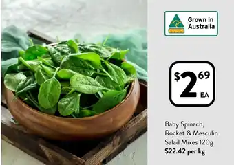 Foodworks Baby Spinach, Rocket & Mesculin Salad Mixes offer