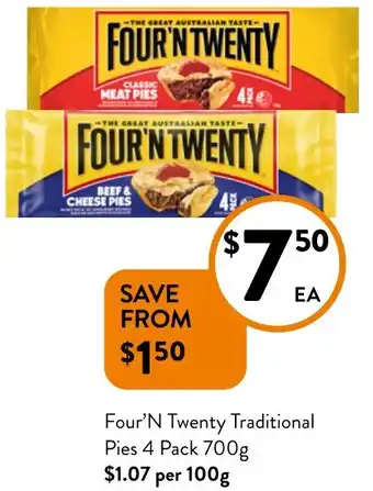 Foodworks Four'N Twenty Traditional Pies offer