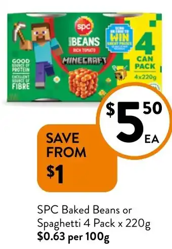 Foodworks SPC Baked Beans or Spaghetti offer