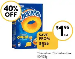 Foodworks Cheezels or Chickadees Box offer