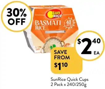 Foodworks SunRice Quick Cups offer