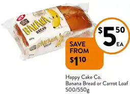 Foodworks Happy Cake Co. Banana Bread or Carrot Loaf offer