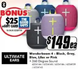 The Good Guys Wonderboom 4 - Black, Grey, Blue, Lilac or Pink offer