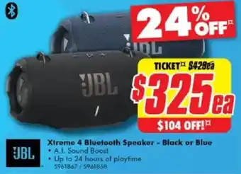 The Good Guys Xtreme 4 Bluetooth Speaker - Black or Blue offer