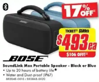 The Good Guys SoundLink Max Portable Speaker - Black or Blue offer