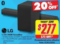 The Good Guys 2.1Ch 300W Soundbar offer