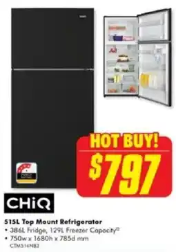 The Good Guys 515L Top Mount Refrigerator offer